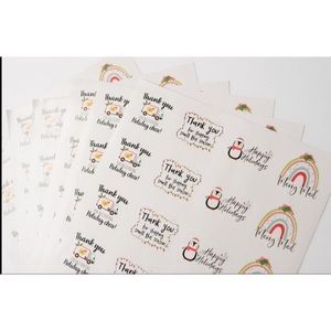 100 Holiday Stickers for poly bags, boxes- Merry Mail, Thanks for your order